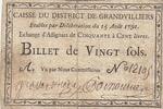 France 1792 20 sols - Oise - Grandvilliers District Caisse - R5 on Kolsky (rare) VF