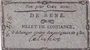 France  5 Sols - Sarthe - Commune de René - 1792 VF+