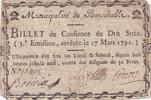 France 1792 10 Sols - Sarthe - Municipalité de Bonnetable - 17-03-1792 FF+