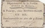 France 1792 1 sol - Sarthe - Mamerss district - Pizieux, chez Monguillon FF+