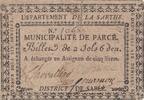 France  2 sols 6 deniers - Sarthe - Parcés municipality - 1792 FF