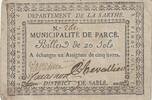 France  20 sols - Sarthe - Parcés municipality - 1792 VF