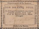 France 1793 5 sols - Somme - Mayor of Hangest - False ? - 04-1793 VF