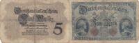 Germany 5 mark 5 Mark - Germania, arms - 1914 - Serial P 7 digit - P.47b -