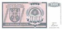 Bosnia-Herzegovina 1000 dinara 1000 Dinara 1992 - Eagle with 2 heads - Serial AA -