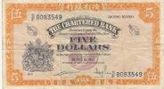 5 dollars 1967 Hongkong 5 Dollars - Arms - Chartered bank - 1967 III / SS