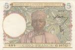 5 francs 1942 Französisches Westafrika 5 francs - Man weaver - 15-06-1942 - Serial G.10742 II / VZ+