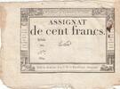 France 100 francs 100 Francs - 18 Nivose An III - (07.01.1795) - Sign. Lenoir - Serial 84 -