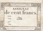 France  100 Francs - 18 Nivose An III - (07.01.1795) - Sign. Saxy - Serial 3420 VF