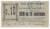 France 10 centimes 02/07/1915 10 cent. Marchiennes XF