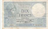 France 10 francs 10 Francs - Minerva - 02-02-1939 - Serial W.68750 -
