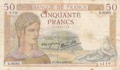France 1938 50 Francs Ceres - 28-04-1938 - Serial D.8095 FF+