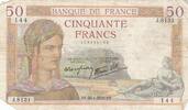 France 1938 50 Francs Ceres - 28-04-1938 - Serial J.8131 FF+