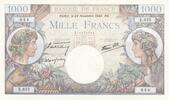 France 1940 1000 Francs - Commerce and Industry - 28-11-1940 - Serial E.655 XF+