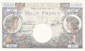 France 1940 1000 Francs - Commerce and Industry - 24-10-1940 - Serial D.321 AU