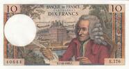 France 10 francs 10 Francs - Voltaire - 07-10-1965 - Serial E.176 -