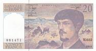 France  20 Francs - Debussy - 1991 - Serial W.032 AU
