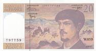 France  20 Francs - Debussy - 1997 - Serial W.053 UNC