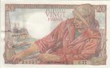 France 1943 20 Francs - Fisher - 15-04-1943 - Serial U.77 AU