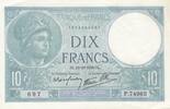 France 1939 10 Francs - Minerva - 19-10-1939 - Serial P.74963 XF+