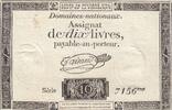 France 1792 10 Livres - Watermark Republique - French Revolution - 24-10-1792 - Serial 7156 VF+