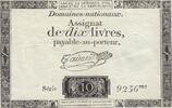 France 10 livres 10 Livres - Watermark Republique - French Revolution - 24-10-1792 - Serial 9256 -