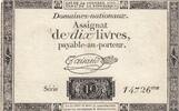 France 1792 10 Livres - Watermark Republique - French Revolution - 24-10-1792 - Serial 14726 VF