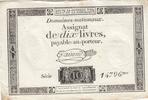 France 10 livres 10 Livres - Watermark Republique - French Revolution - 24-10-1792 - Serial 14796 -