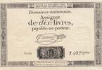 France 1792 10 Livres - Watermark Republique - French Revolution - 24-10-1792 - Serial 14979 XF