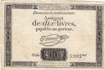 France 1792 10 Livres - Watermark Fleur de Lys - 24-10-1792 - Sign. Taisaud - Serial 3205 FF+