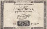 France 1792 10 Livres - Watermark Fleur de Lys - 24-10-1792 - Sign. Taisaud - Serial 3302 FF
