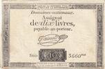 France 1792 10 Livres - Watermark Fleur de Lys - 24-10-1792 - Sign. Taisaud - Serial 3660 VF