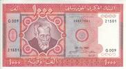 Mauritania 1000 ouguiya 1000 Ouguiya - Man with beard - 28-11-1981 - Serial G.009 - PROMO -