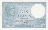 France 10 francs 10 Francs - Minerva - 07-11-1940 - Serial V.79082 -