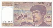 France 20 francs 20 Francs - Debussy - 1987 - Serial P.022 -