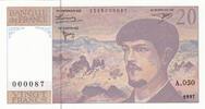 France 20 francs 20 Francs - Debussy - 1997 - Serial A.050 - Small number -