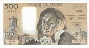 500 francs 1991 Frankreich 500 Francs - Pascal - 03-01-1991 - Serial W.329 - Faute I / ST
