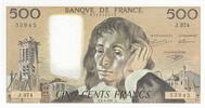500 francs 1992 Frankreich 500 Francs - Pascal - 02-05-1991 - Serial J.374 - Faurte I / ST