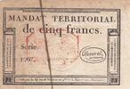 5 francs 1796 Frankreich 5 Francs - Mandat Territorial - 28 Ventose de l an 4 - Serial 1907 - Red stamp II / VZ