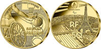 French Mint 50 euros Paralympic Games PARIS 2024 - 50 Euros GOLD BE 2023 - Wheelchair Basketball - SPORT COLLECTION (11/15) -