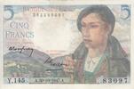 France 1947 5 Francs - Shepherd - 30-10-1947 - Serial Y.145 VF+