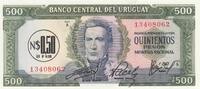 Uruguay 0.50 nuevos pesos 0.5 Nuevos Pesos on 500 Pesos Jose Gervasio Artigas- 1975 - Serial A UNC