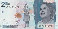 Colombia  2000 Pesos Débora Arango Perez - 2022 - Serial CC UNC