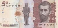 Colombia  5000 Pesos José Asuncion Silva - 2022 - Serial BA UNC