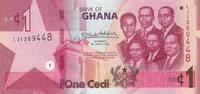 Ghana 1 cédi 1 Cedi, K. Nkrumah and 5 leaders - Dam - 2022 - Serial LJ UNC