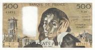 France 1969 500 Francs Pascal - 02-01-1969 - Serial V.10 AU