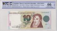 Argentina  10 Pesos Manuel Belgrano - 1992 - Spécimen - PCGS 66 OPQ UNC