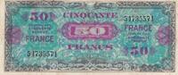 France  50 Francs Allied Military Currency - 1945 without Serial - VF