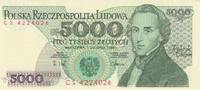 Poland 5000 zlotych 5000 Zlotych 1988 - F. Chopin - Serial CS -
