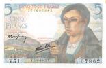 France 5 francs 5 Francs Shepherd - 05-08-1943 Serial V.71 - aUNC -